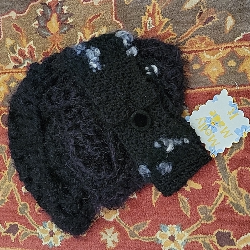 HAND CRAFTED Acrylic Black Set HAND MADE Infinity Scarf Headband
